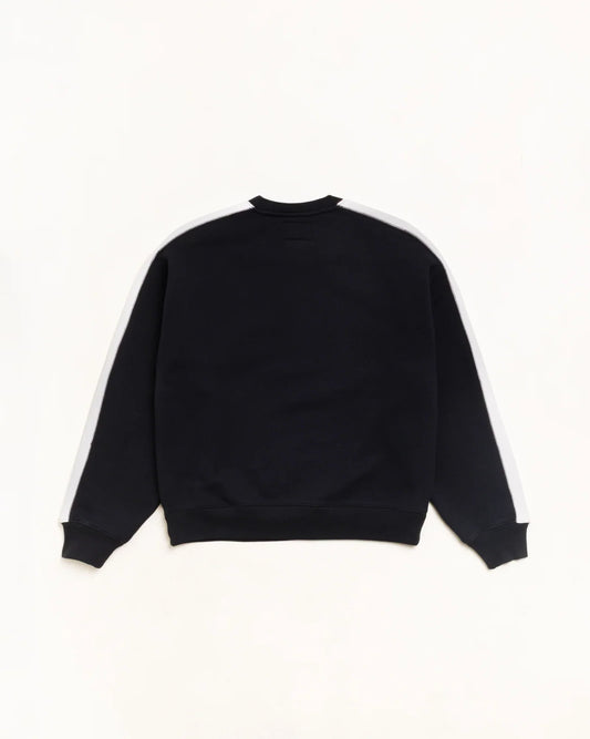 Stussy PANELED STRIPE CREW BLACK