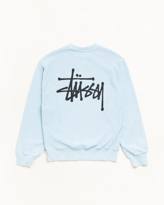 BASIC STÜSSY CREW GARMENT DYED SKY BLUE