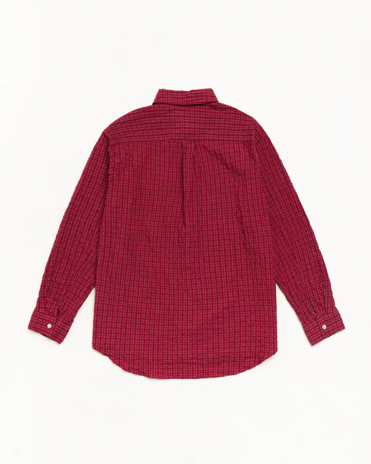 Stussy STANDARD CRINKLE SHIRT BURGUNDY CHECK