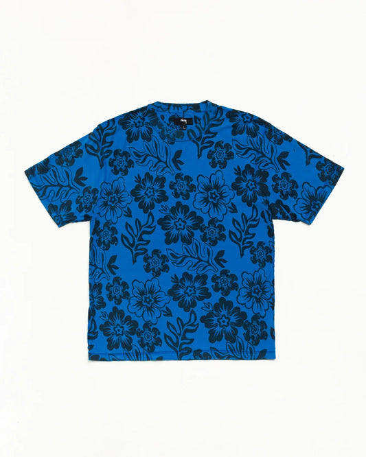 Stussy LAZY FLORAL TEE SPORT BLUE
