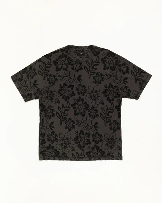 Stussy LAZY FLORAL TEE VINTAGE BLACK
