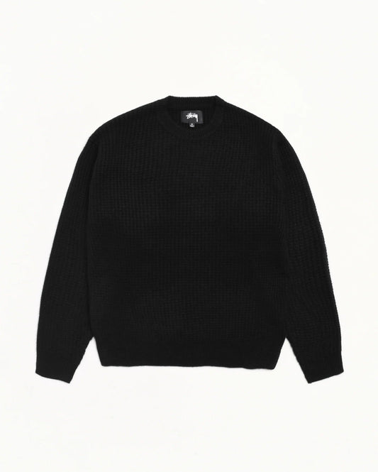 Stussy WAFFLE CASHMERE SWEATER BLACK