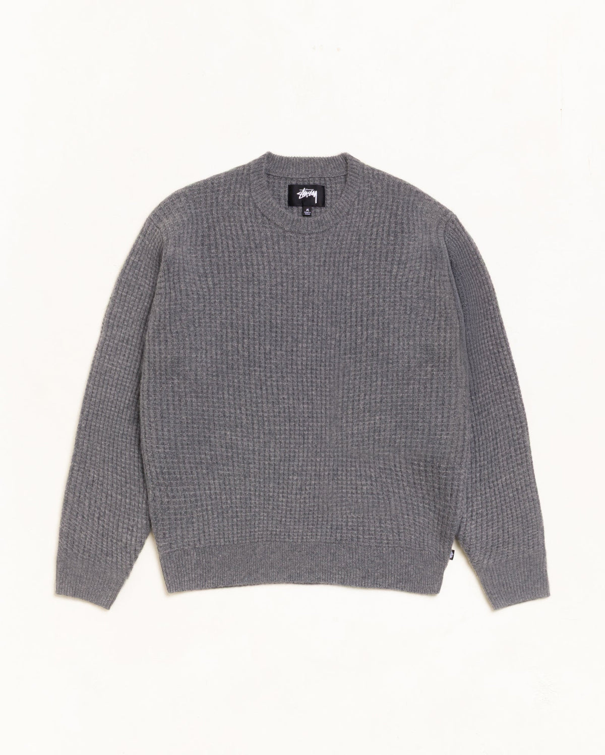 Stussy WAFFLE CASHMERE SWEATER CHARCOAL