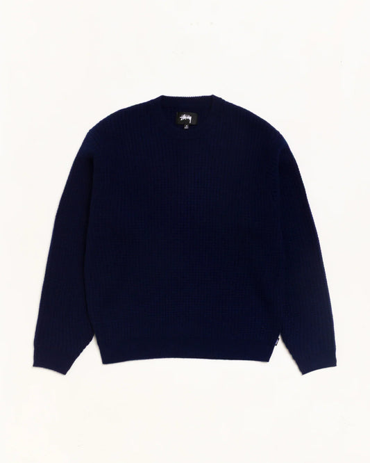 Stussy WAFFLE CASHMERE SWEATER DEEP NAVY