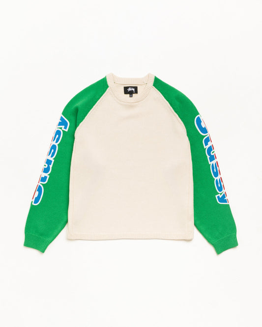 Stussy TWO TONE RAGLAN SWEATER NATURAL