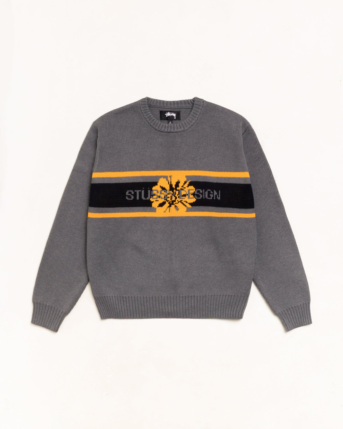 Stussy STRIPED HIBISCUS SWEATER GREY