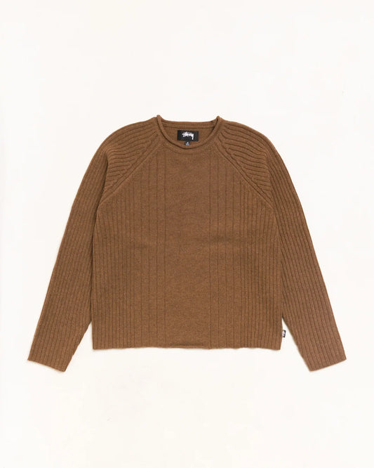 Stussy MERINO ROLL NECK SWEATER BROWN