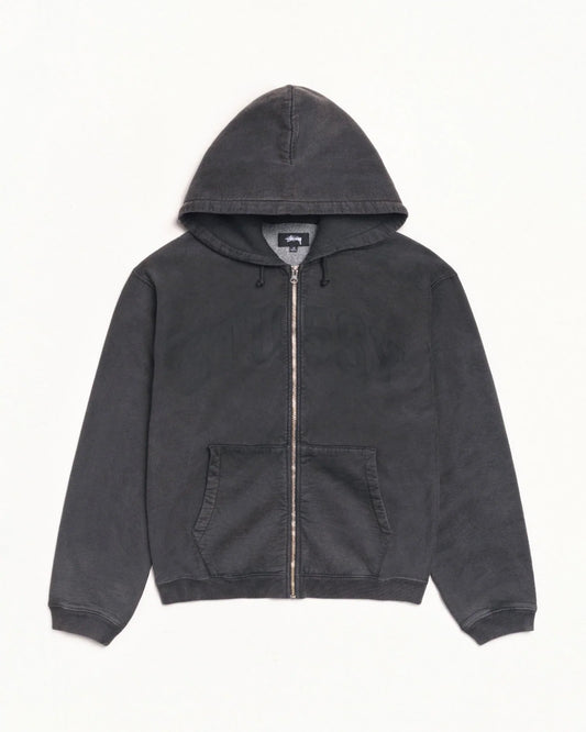 Stussy FADED GRAPHIC ZIP HOODIE WASHED BLACK