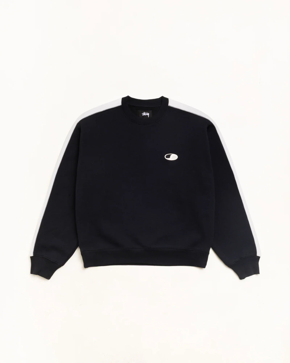 Stussy PANELED STRIPE CREW BLACK