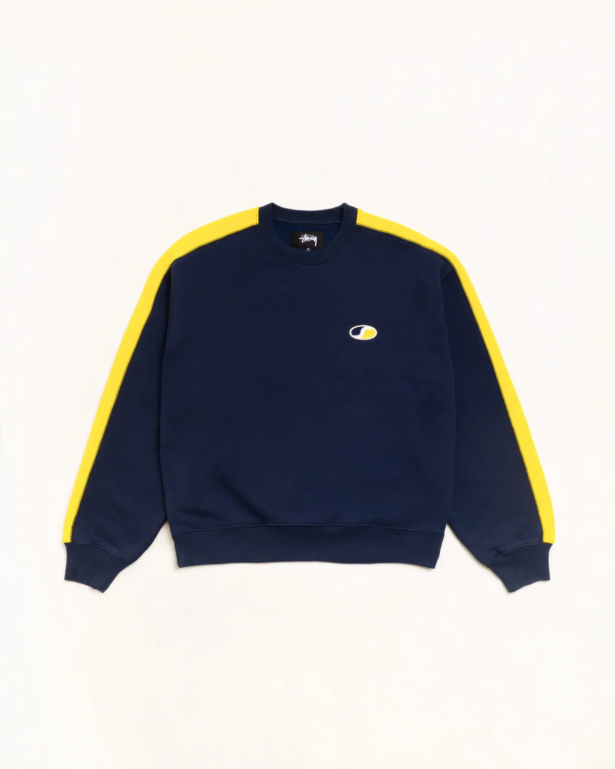 Stussy PANELED STRIPE CREW NAVY