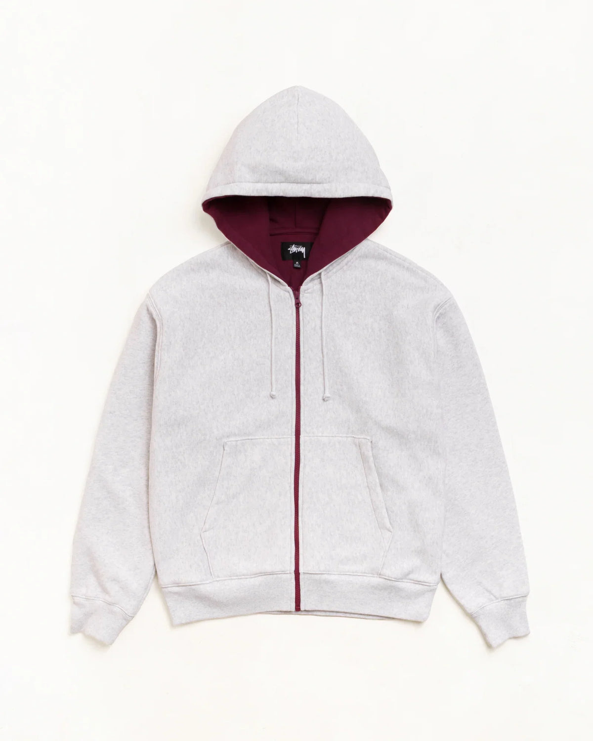 Stussy DOUBLE FACED ZIP HOODIE ASH HEATHER