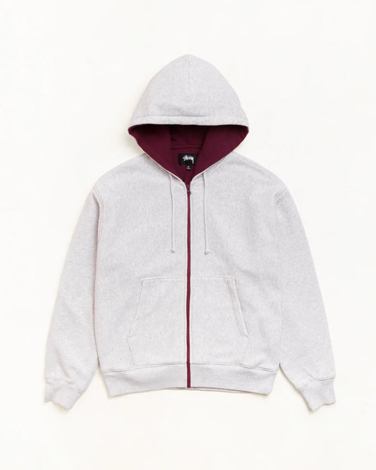 Stussy DOUBLE FACED ZIP HOODIE ASH HEATHER