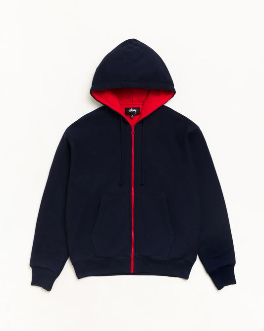 Stussy DOUBLE FACED ZIP HOODIE NAVY