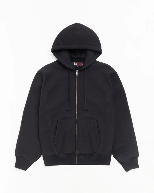 Stussy FLEECE ZIP HOODIE BLACK