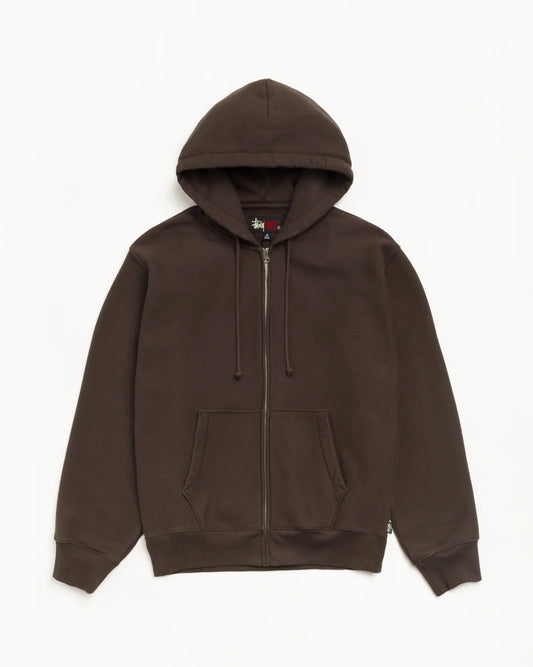 Stussy FLEECE ZIP HOODIE BROWN