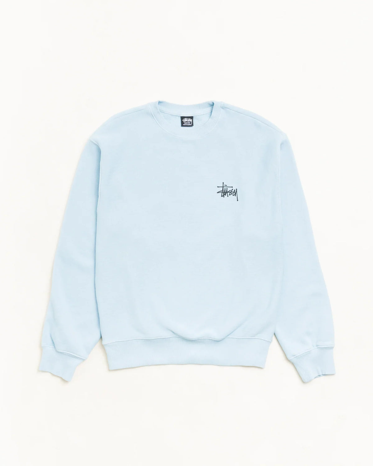 BASIC STÜSSY CREW GARMENT DYED SKY BLUE