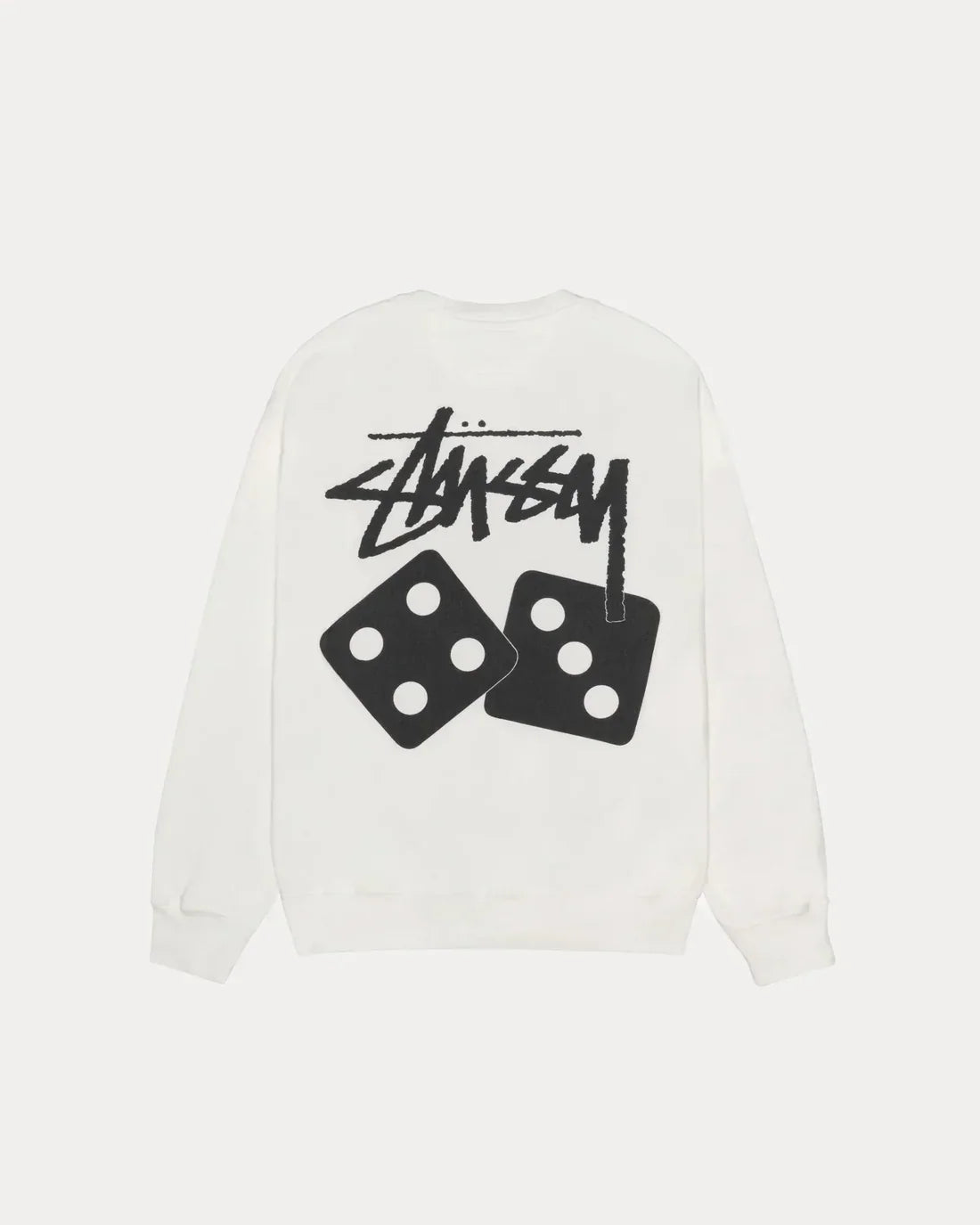 STUSSY DICE LONG SLEEVE PIGMENT DYED TEE WHITE