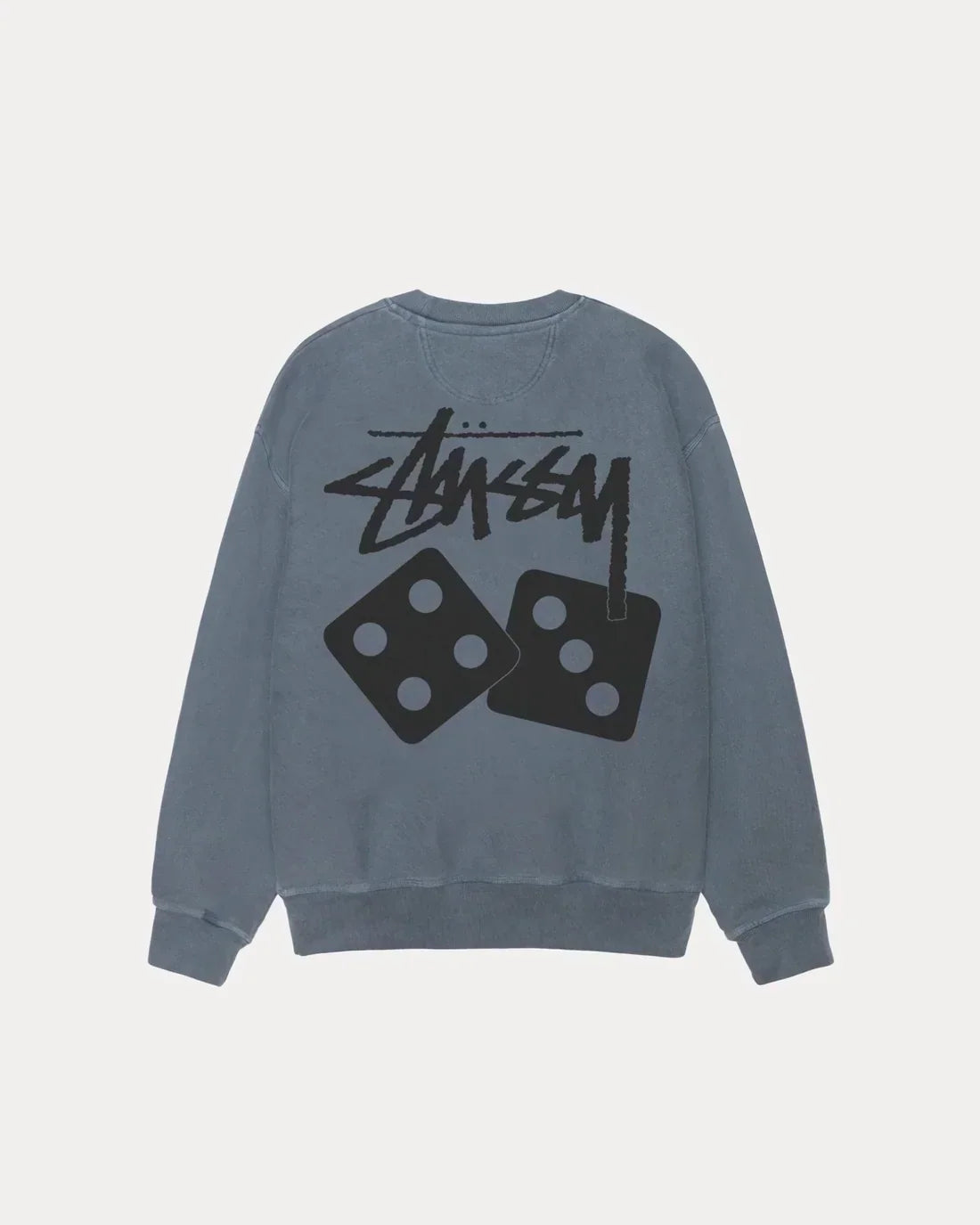 STUSSY DICE LONG SLEEVE PIGMENT DYED TEE GREY