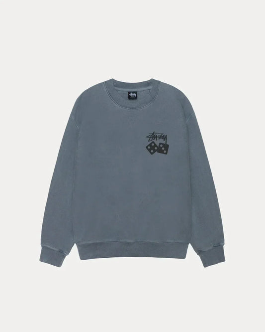 STUSSY DICE LONG SLEEVE PIGMENT DYED TEE GREY