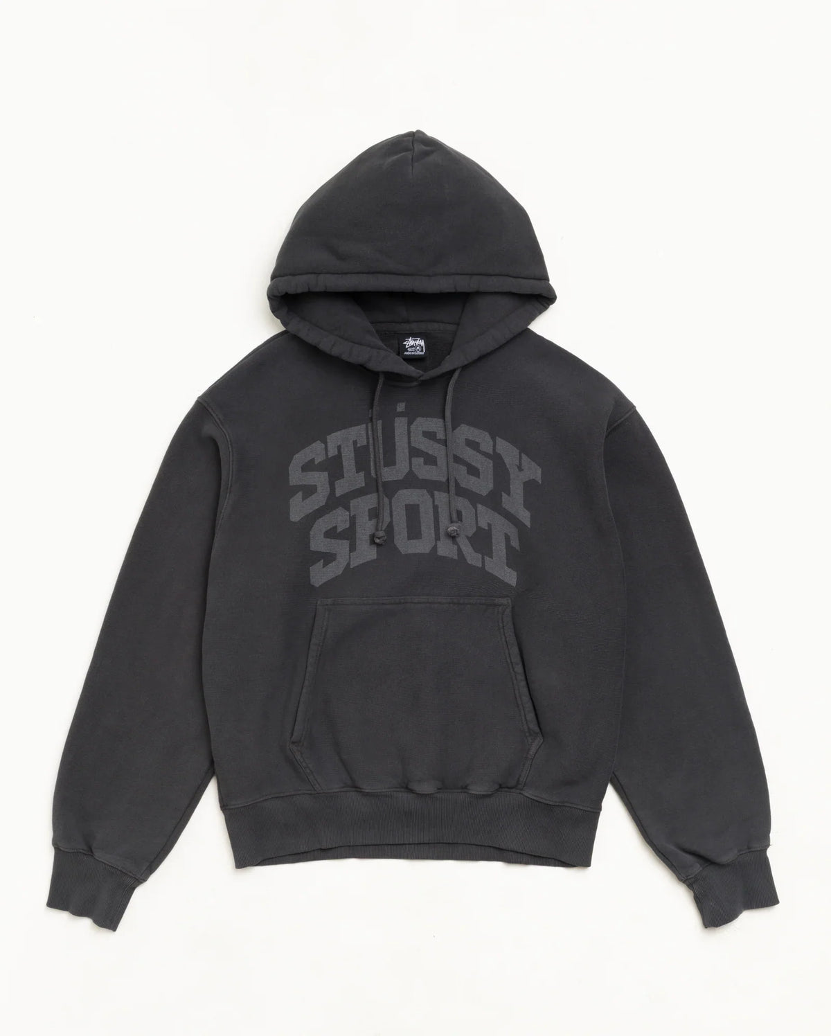 Stussy BLOCK SPORT HOODIE GARMENT DYED FADED BLACK
