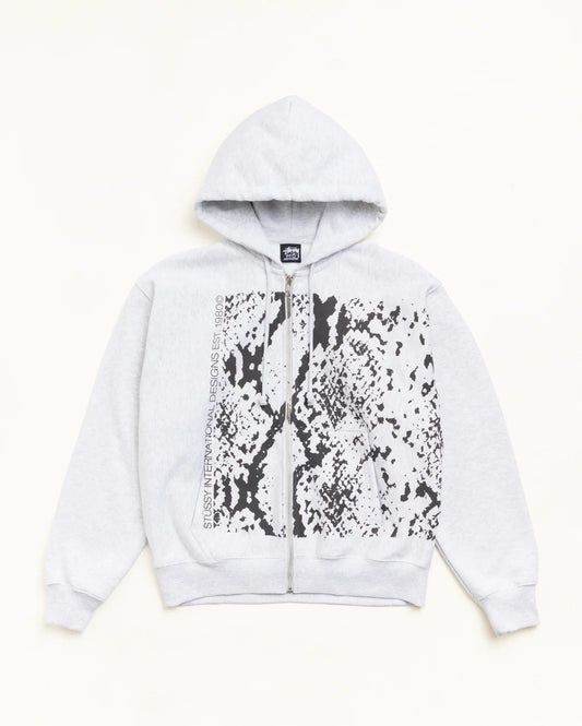 Stussy SNAKESKIN ZIP HOODIE ASH HEATHER
