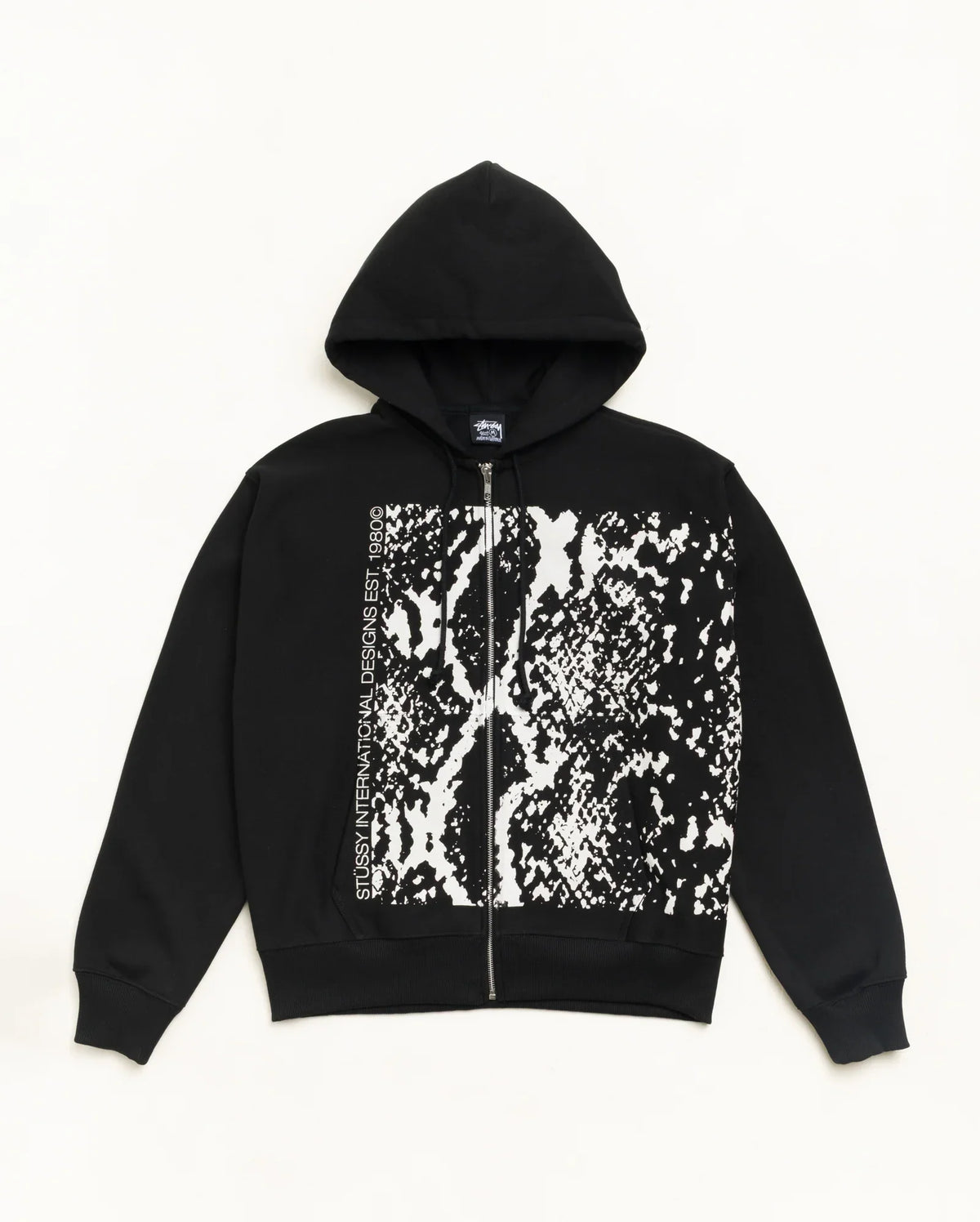 Stussy SNAKESKIN ZIP HOODIE BLACK