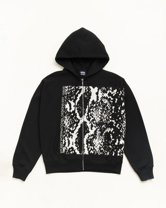 Stussy SNAKESKIN ZIP HOODIE BLACK