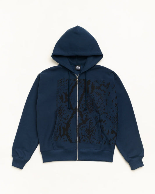 Stussy SNAKESKIN ZIP HOODIE NAVY