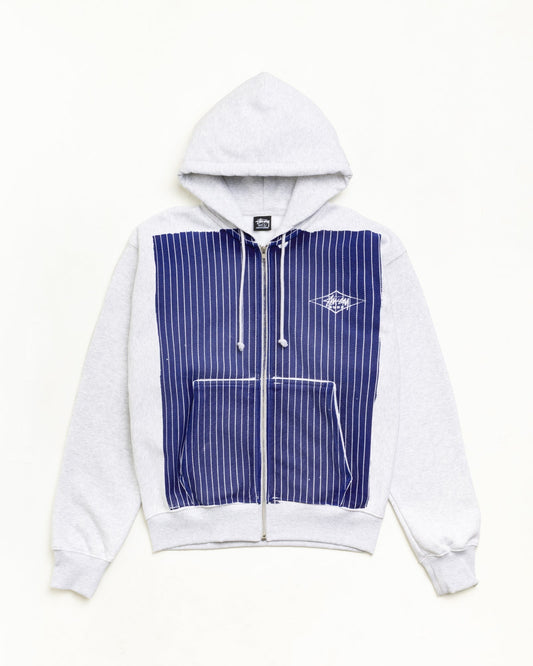 Stussy PRINTED PATTERN ZIP HOODIE BLUE PINSTRIPE