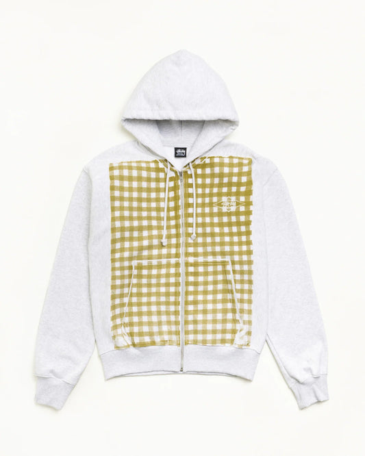 Stussy PRINTED PATTERN ZIP HOODIE YELLOW GINGHAM