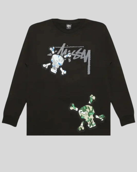 STUSSY STOCK LINK SKULL LONG SLEEVE BLACK